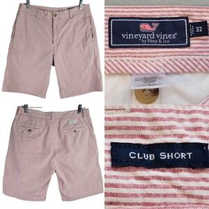 Vineyard Vines Men’s Size 32 X 9" Seersucker Club Shorts Red Stripe